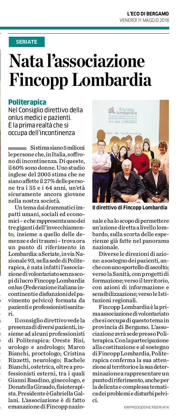 Al momento stai visualizzando Nasce FINCOPP Lombardia Onlus: la stampa bergamasca annuncia l’iniziativa.